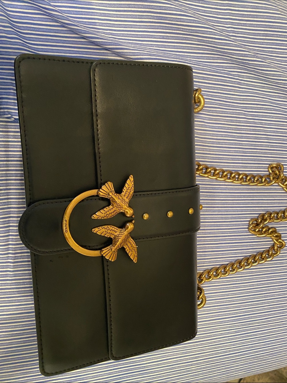 PINKO Love One leather crossbody bag Leather with Gold Bird Ring - Picture 4 of 7